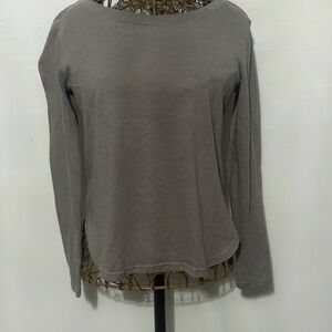 Women's Long-Sleeve Crewneck Top - Taupe